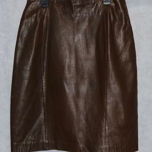 ANDREW MARC GENUINE BROWN LEATHER SKIRT SIZE 12